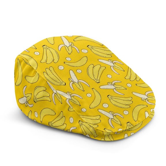 Chririnla Yellow Banana Floral Newsboy Cap for Men Soft Flat Cap Breathable Sun Protection for Daily Use