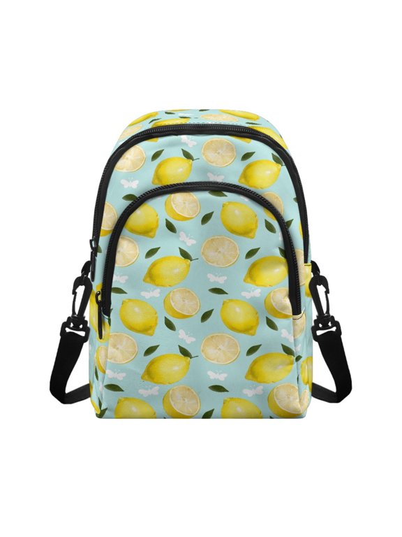 Yellow Lemon Pattern Sling Bag for Travel Dating, Lightweight Small Sling Bag Polyester Detachable Buckle Small Crossbody Wallet
