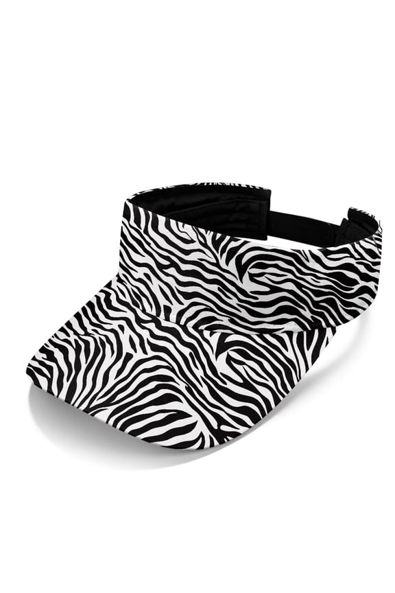 Zebra Pattern Design Sports Visor Hat for Men, Polyester Fabric Open Top Lightweight Sun Visor Cap for Travel Golf Running