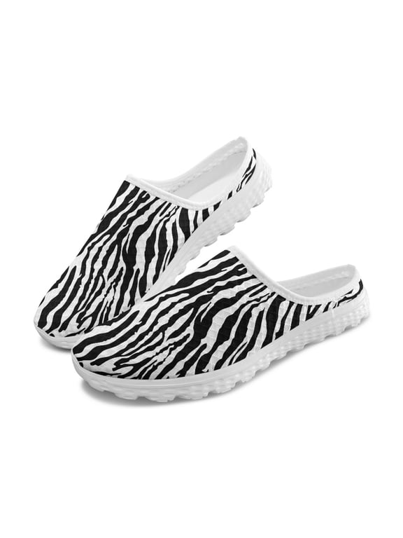 Zebra Stripe Breathable Mesh Slip On Clogs | Lightweight Comfortable Unisex Summer Walking Shoes