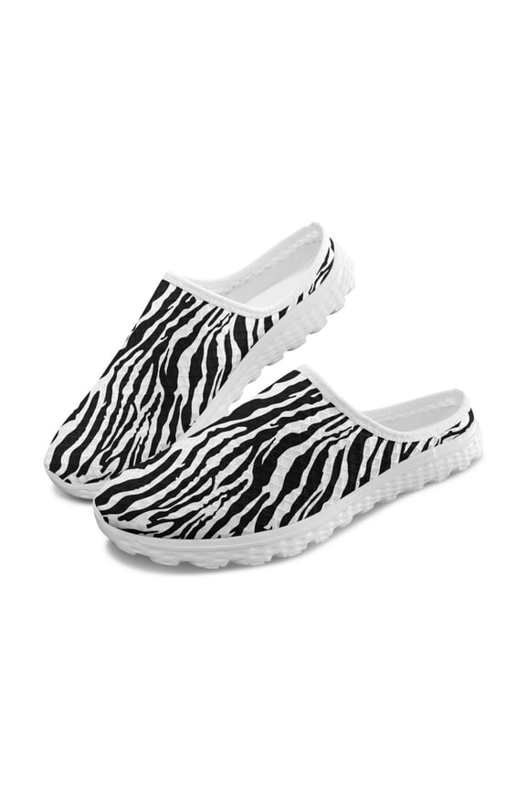 Zebra Stripe Breathable Mesh Slip On Clogs | Lightweight Comfortable Unisex Summer Walking Shoes