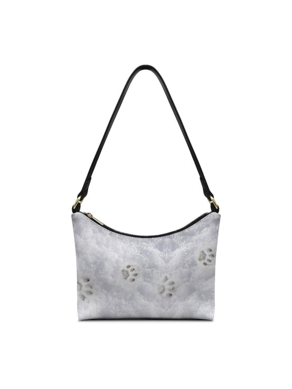 Zipper Closure Underarm Shoulder Bag with Paw Print Pattern, PU Leather Crescent Sling Purse for Women for Shopping and Travel
