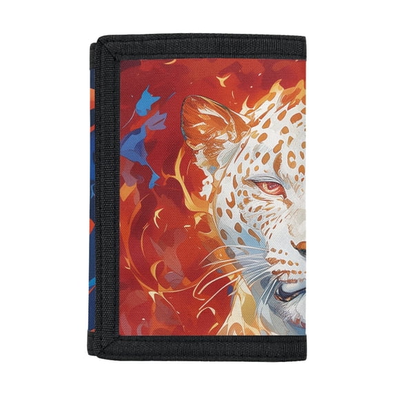 Chririnla istic Leopard Trifold Card Wallet, Polyester Foldable Kids Wallet for Sports and Holiday Daily Use