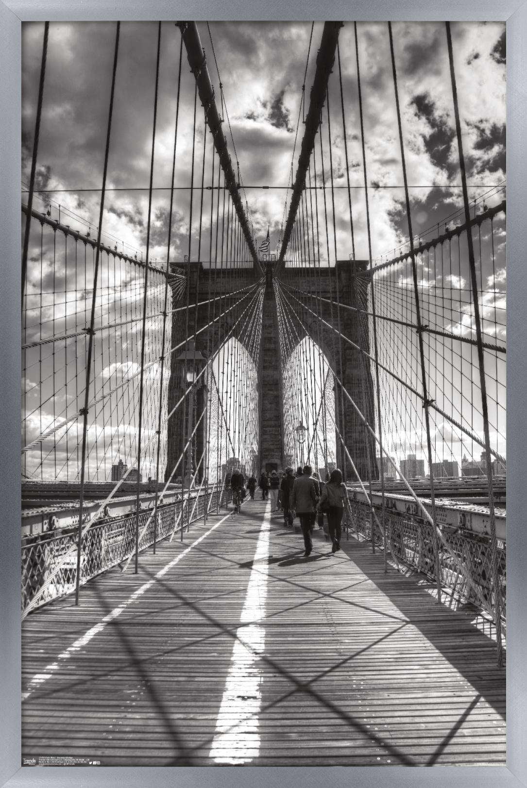 Chris Bliss - Brooklyn Bridge Wall Poster, 14.725" x 22.375", Framed