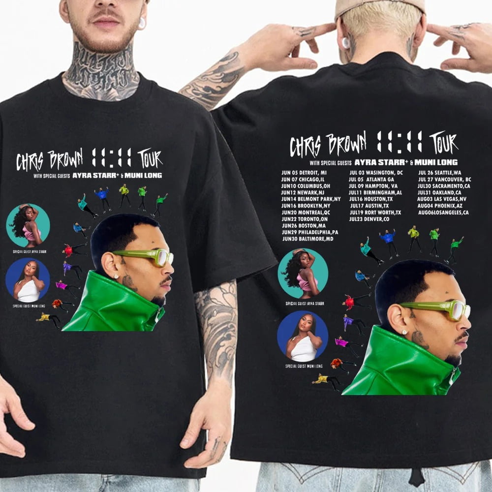Chris Brown 1111 Tour 2024 TShirts Unisex Harajuku ONeck Short
