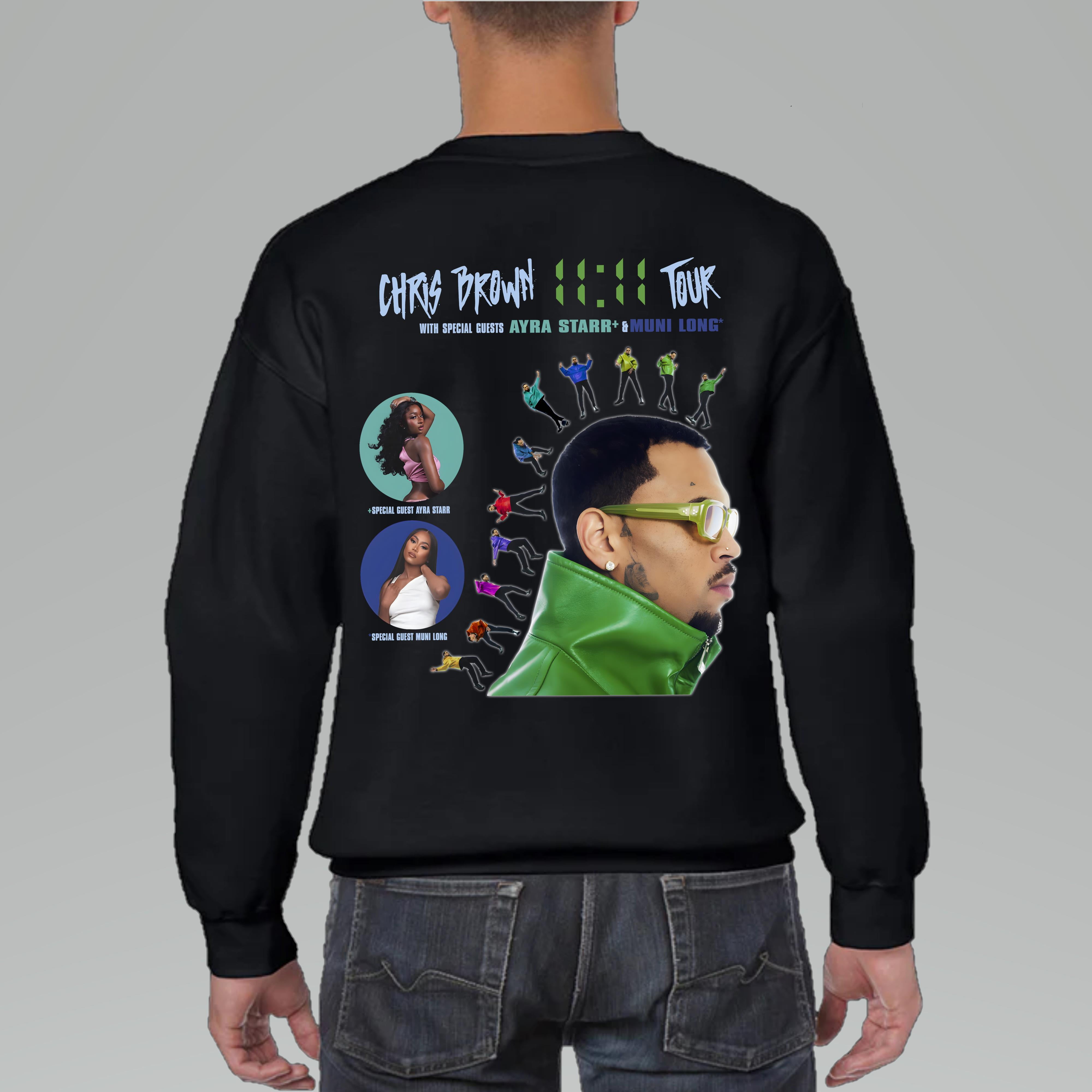 Chris Brown 1111 Tour 2024 Sweater Back Side, Chris Brown Fan Shirt, Unisex Sweater Back Side