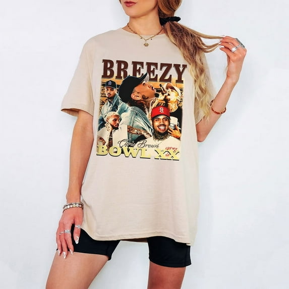 Chris Brown 2025 Breezy Bowl XX Tour T-Shirt - Vintage Style Graphic Tee for Fans & Concert Merch