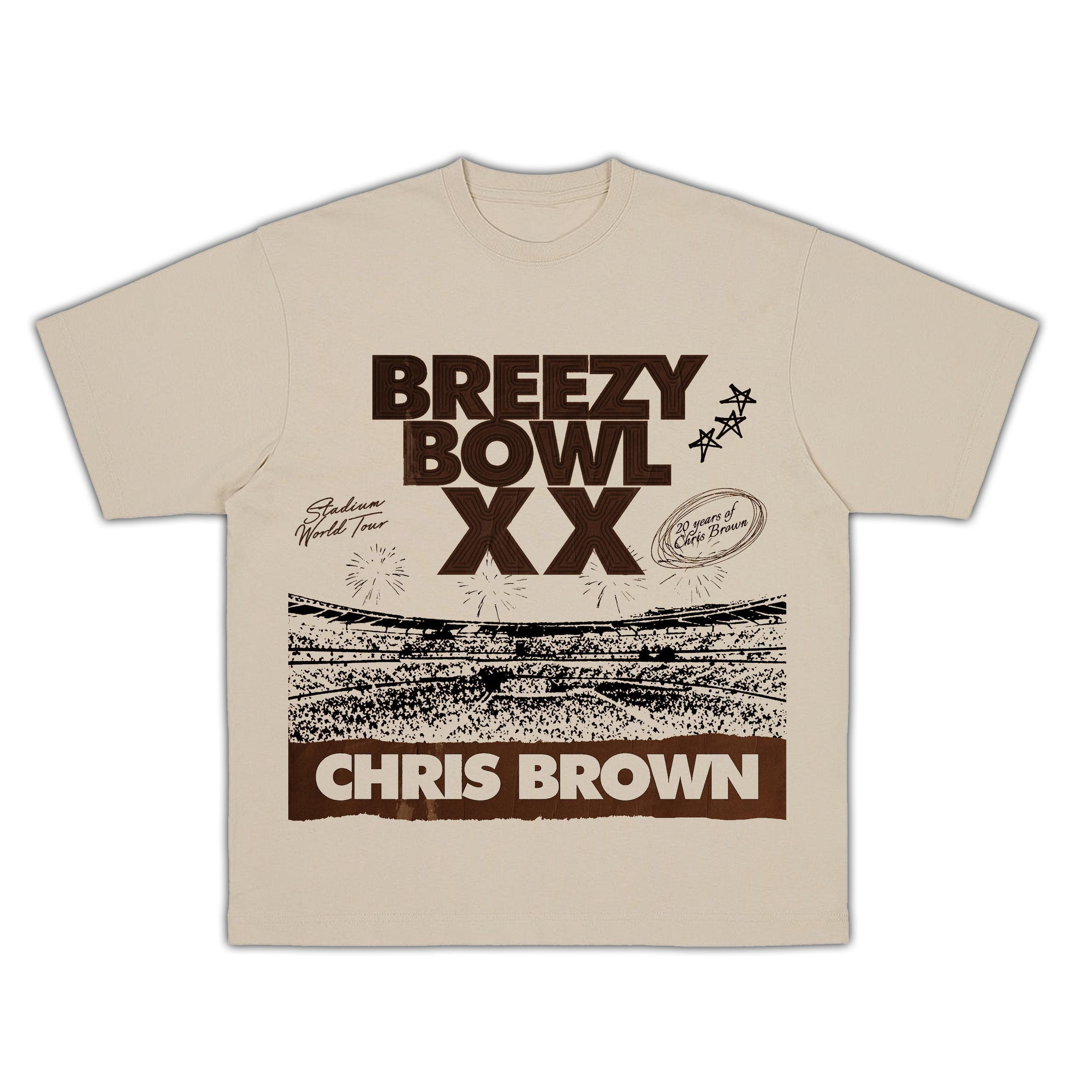 T-shirt Chris Brown Breezy Bowl XX Tour 2025 - Coupe Décontractée Unisexe En Coton, Manches Courtes - Tailles XS à 3XL
