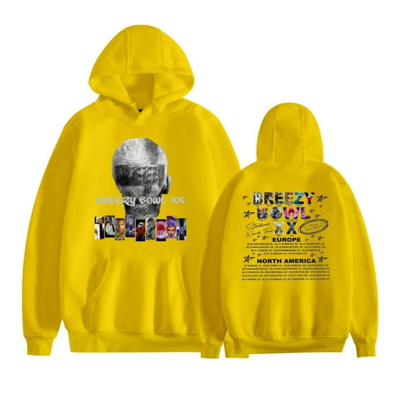 Chris Brown BREEZY BOWL XX PREGAME Hoodie printed sportswear unisex retro casual long sleeved hooded pullover street wear