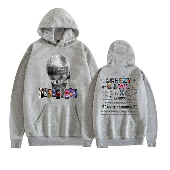 Chris Brown BREEZY BOWL XX PREGAME Hoodie printed sportswear unisex retro casual long sleeved hooded pullover street wear