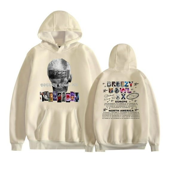 Chris Brown BREEZY BOWL XX PREGAME Hoodie printed sportswear unisex retro casual long sleeved hooded pullover street wear