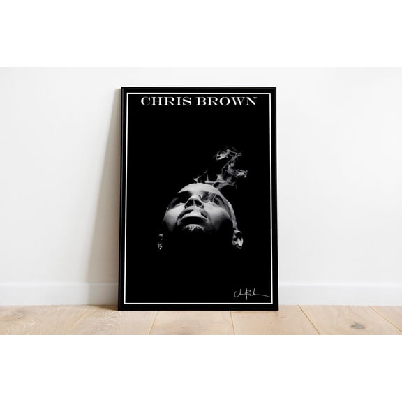 Chris Brown Music Star Poster, R&B Hip Hop Portrait Black and White Wall Art Collectible, Size 24x36 Unframed Poster