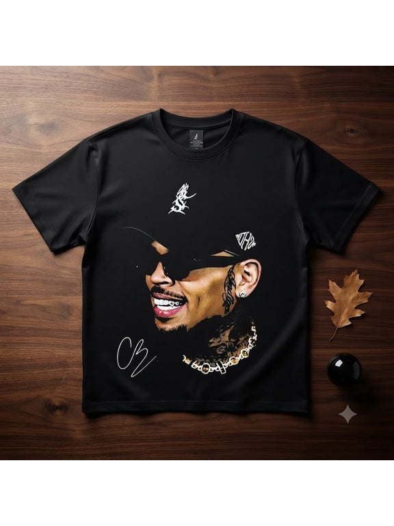 Chris Brown Portrait Graphic T-Shirt Hip Hop R And B Artist Fan Merchandise Tee