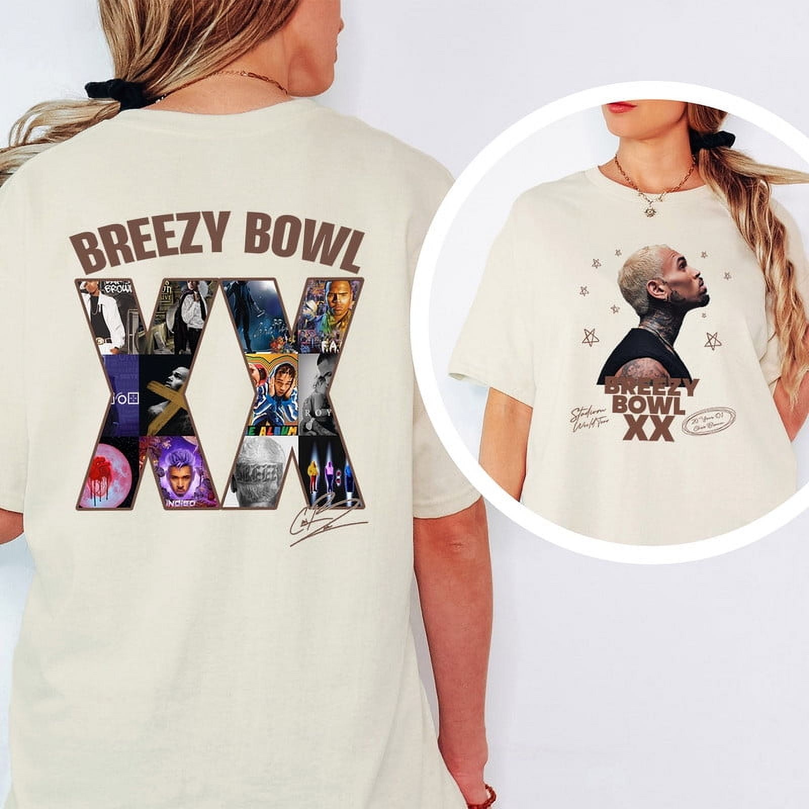 Chris Brown Shirt | Breezy Bowl XX Tour 2025 T-Shirt | Two-Sided Album ...