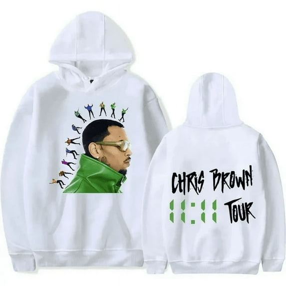 Chris Brown merch 11:11 Tour hooded drawstring pocket sweatshirt men/women hip hop Pullovers