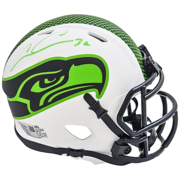 Chris Carson Autographed Seattle Seahawks Lunar Eclipse White Speed Mini Helmet Fanatics Holo 216815