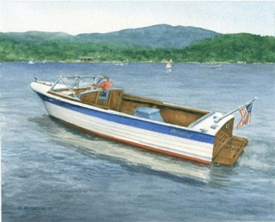 Chris Craft On The Lake Canvas Art - Maureen Mccarthy (15 x 12)