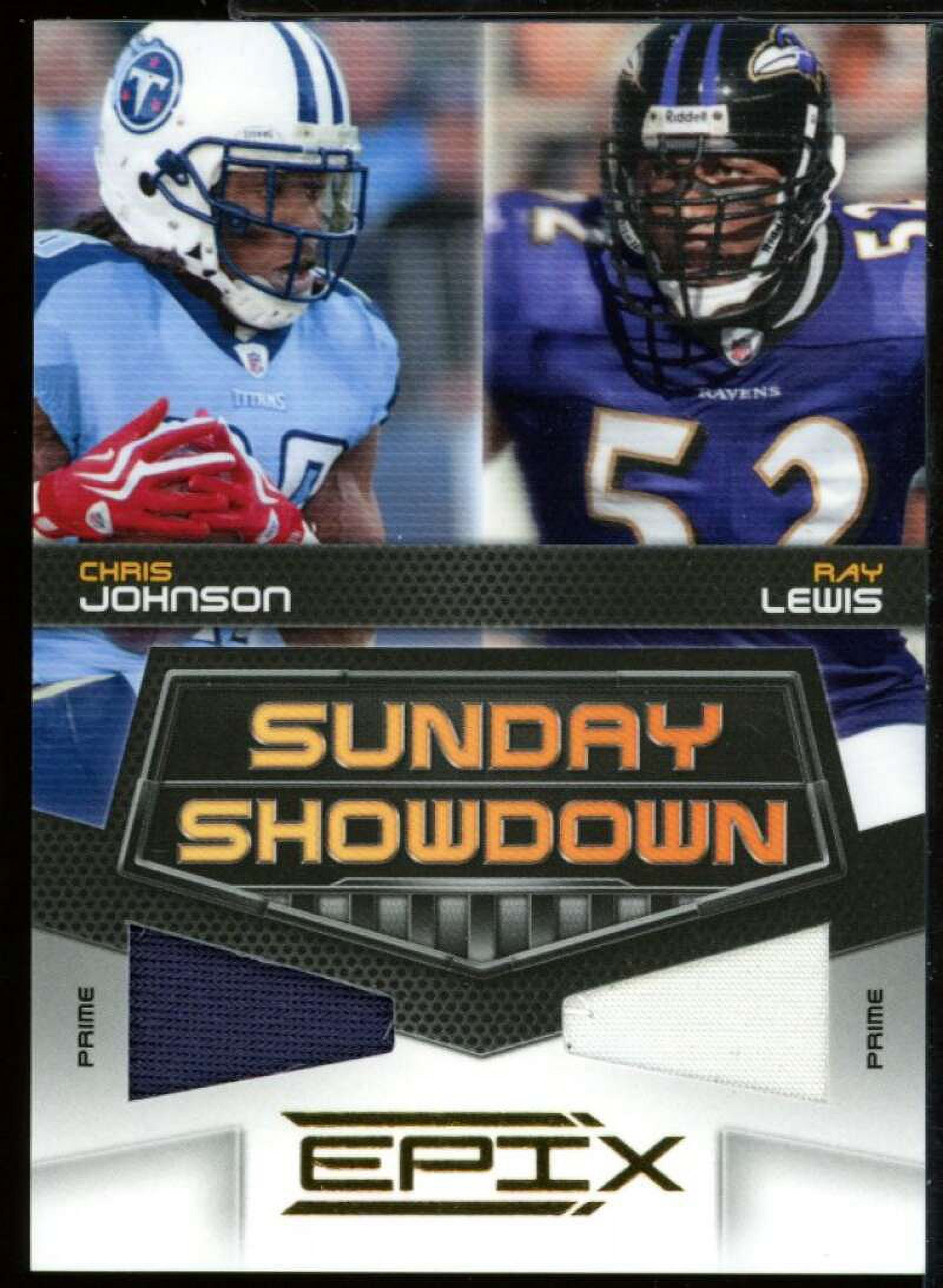 Chris JohnsonRay Lewis Card 2010 Epix Sunday Showdown Materials Prime #9 /50