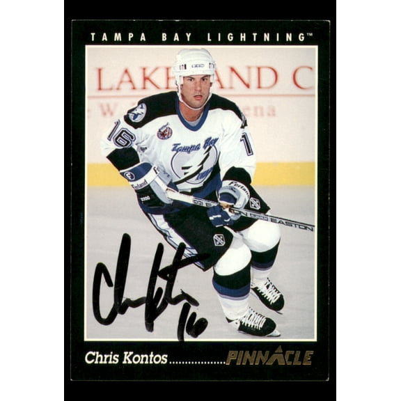 Chris Kontos Autographed 1992-93 Pinnacle Card #8 Tampa Bay Lightning SKU #248129