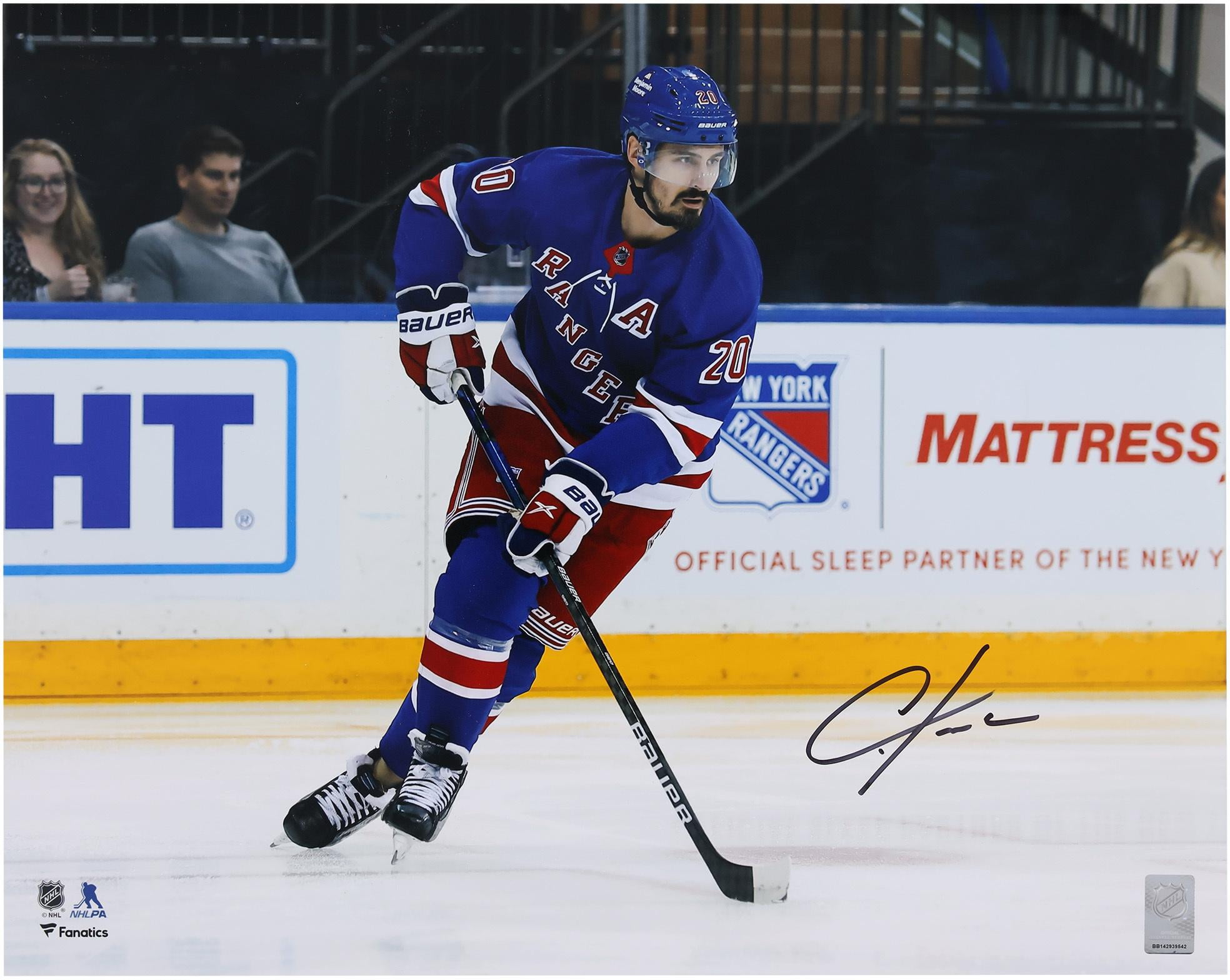 Chris Kreider New York Rangers Autographed 16" x 20" Blue Jersey with Puck Photograph - Fanatics Authentic Certified