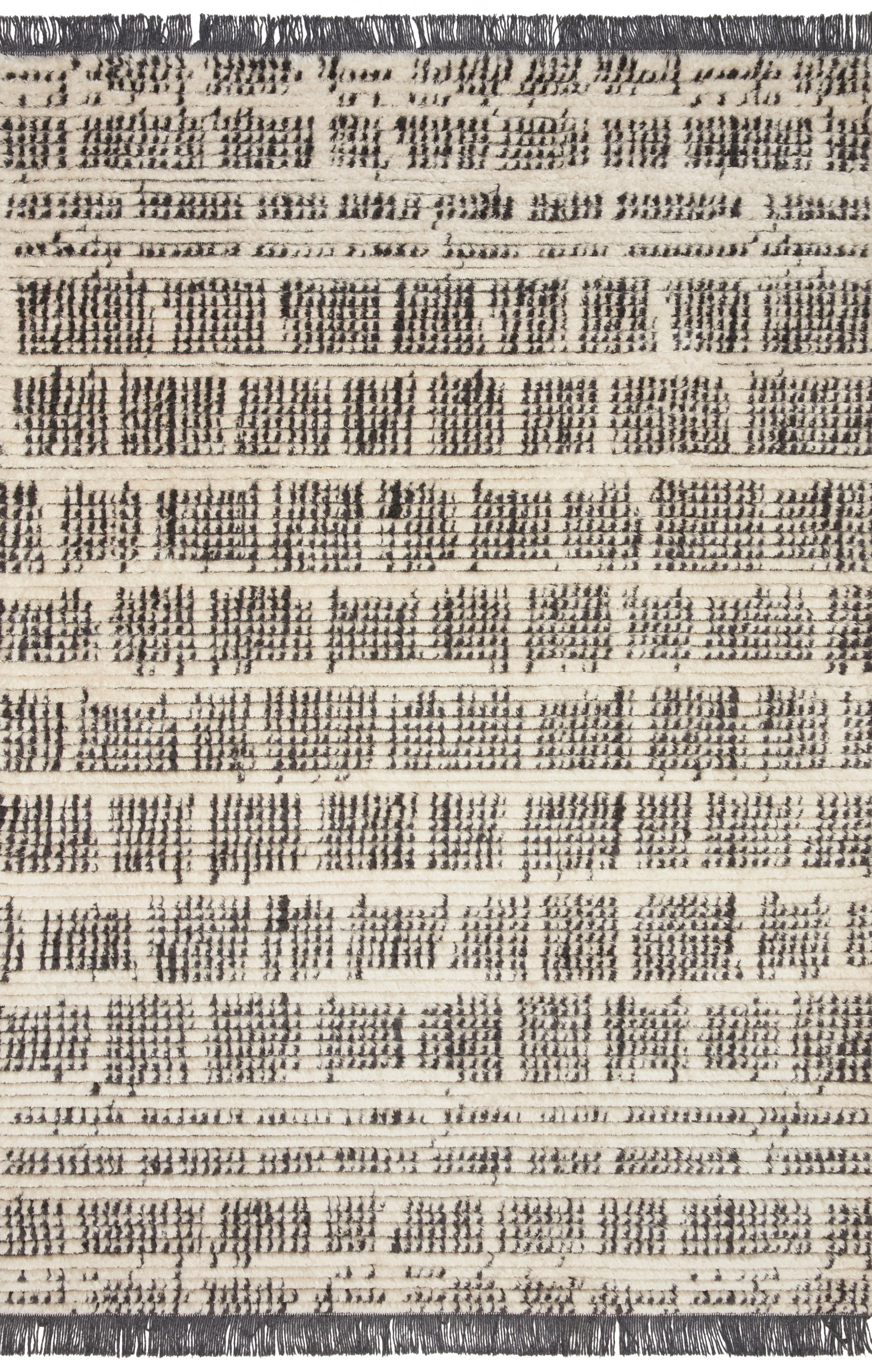 Ivory and Charcoal Moroccan Pattern Runner Rug
