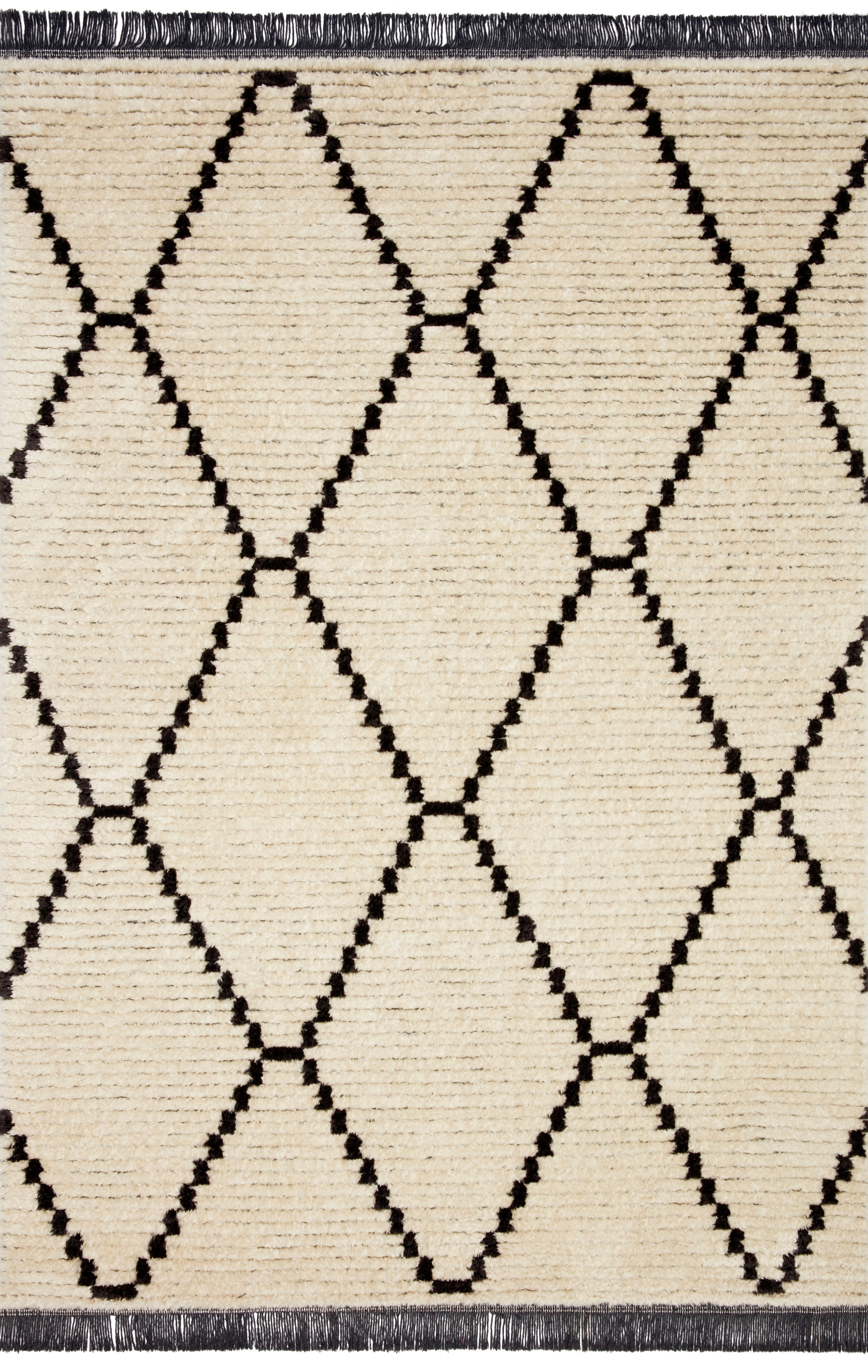 Ivory Geometric Easy-Care Synthetic Runner Rug 2'7" x 8'
