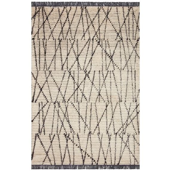 Chris Loves Julia x Loloi Alice Cream/Charcoal 5'-2" x 7'-6" Area Rug