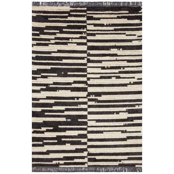 Chris Loves Julia x Loloi Alice Cream/Charcoal 6'-5" x 9'-2" Area Rug