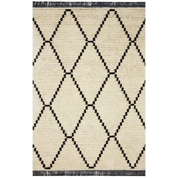 Chris Loves Julia x Loloi Alice Cream/Charcoal 6'-5" x 9'-2" Area Rug