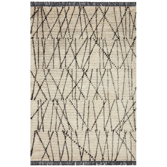Chris Loves Julia x Loloi Alice Cream/Charcoal 6'-5" x 9'-2" Area Rug