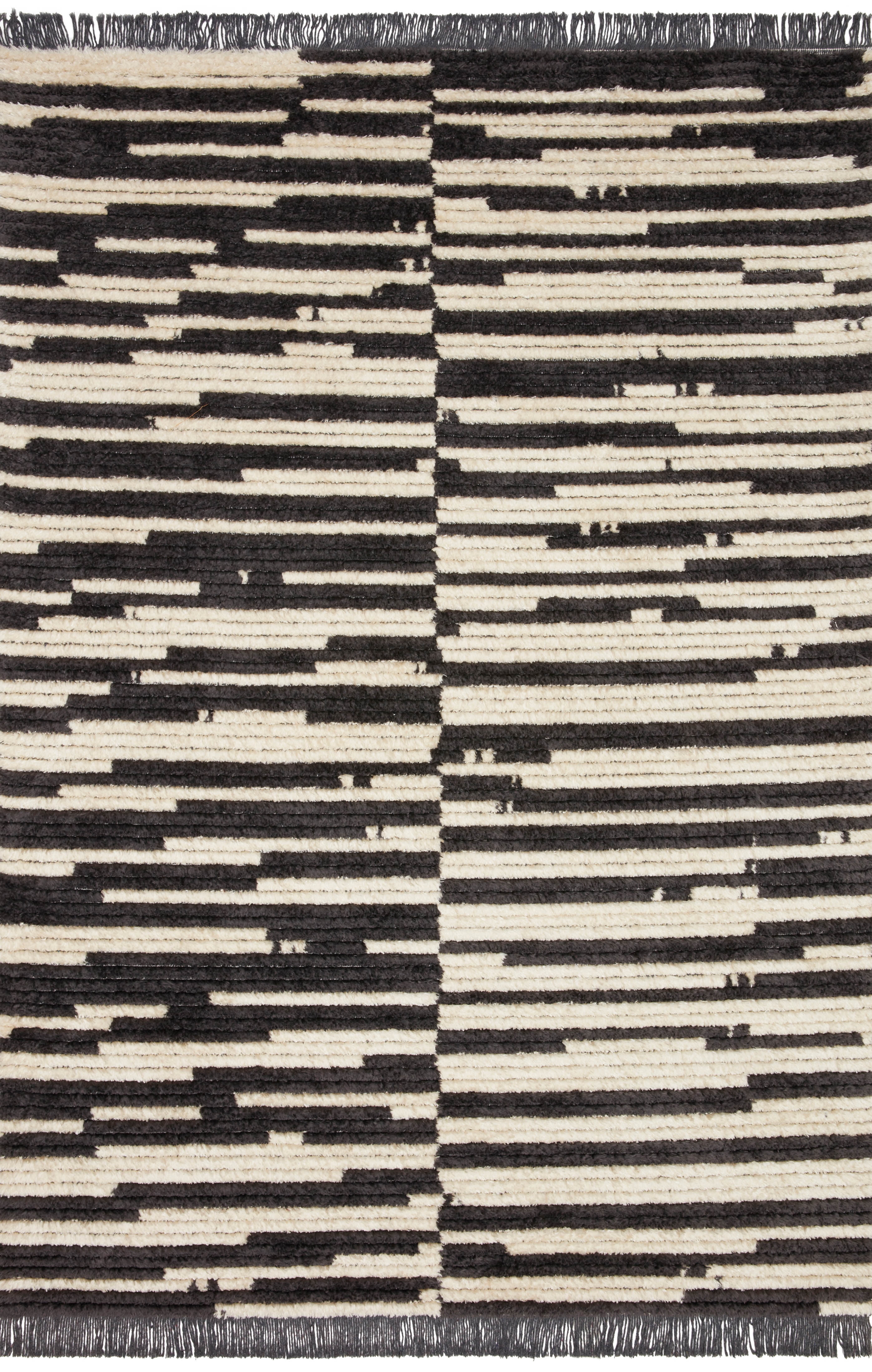 Chris Loves Julia x Loloi Alice Cream/Charcoal 7'-9" x 10' Area Rug