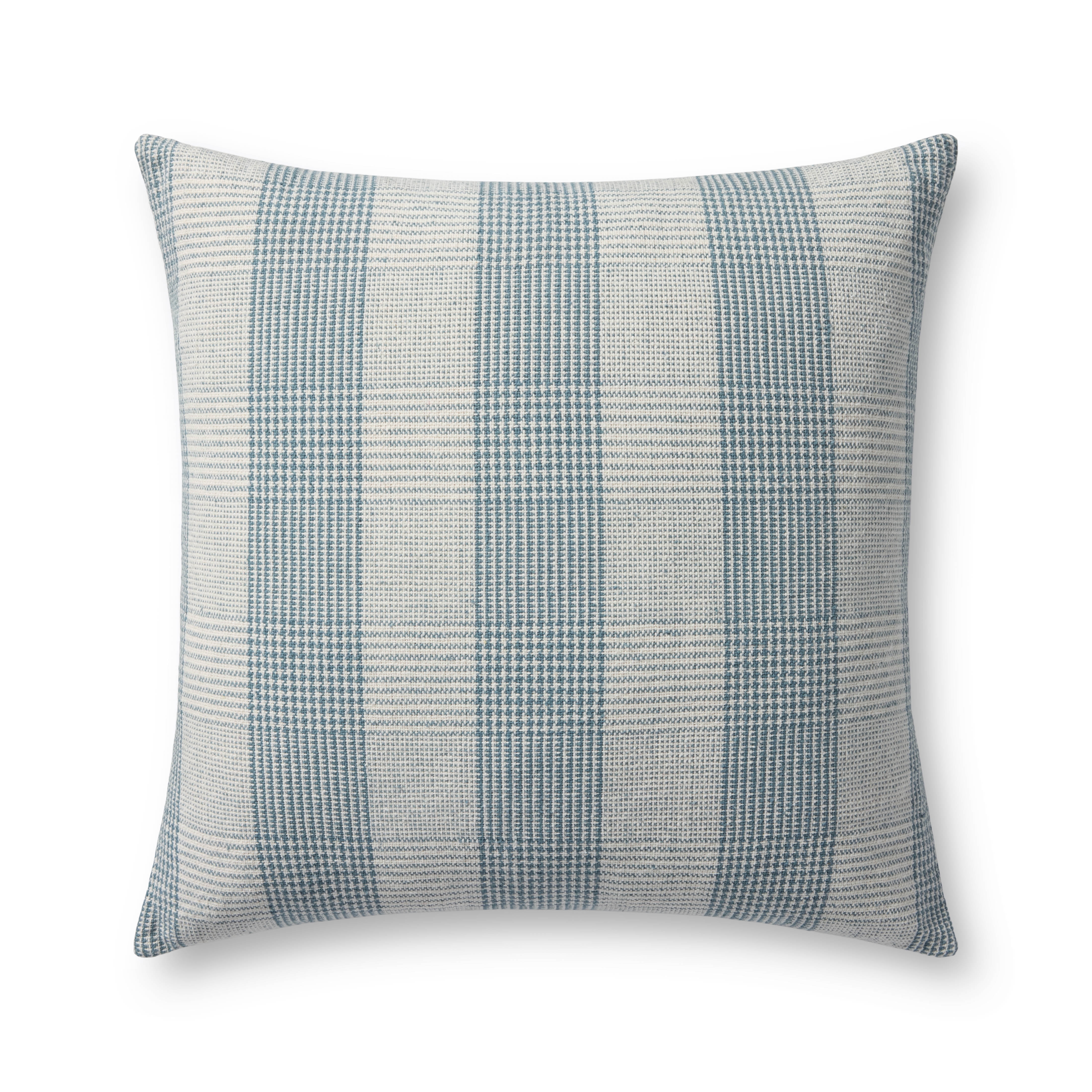 Chris Loves Julia x Loloi Auggie Blue / White 22'' x 22'' Decorative Pillow