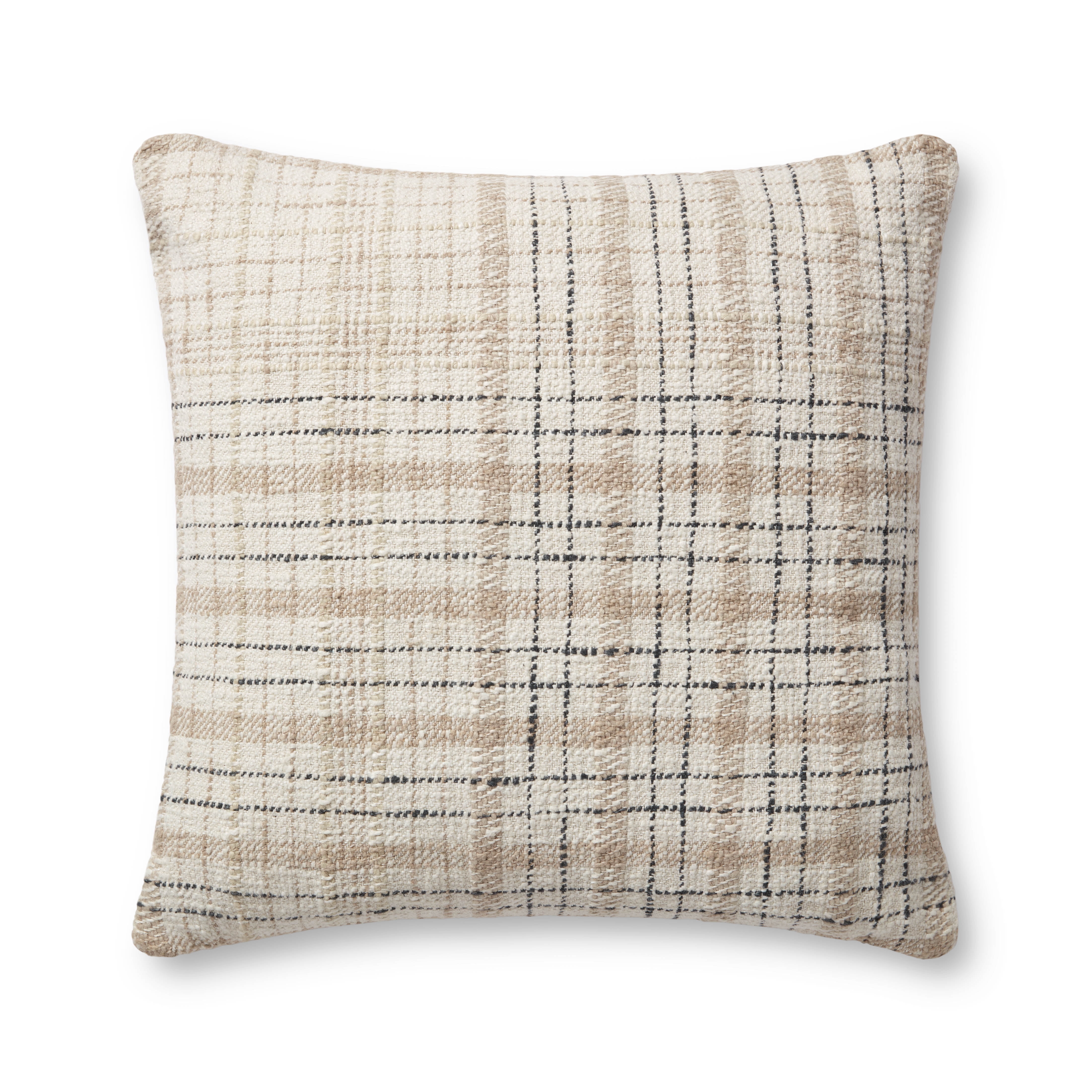 Chris Loves Julia x Loloi Cricket Beige / Black 22'' x 22'' Decorative Pillow