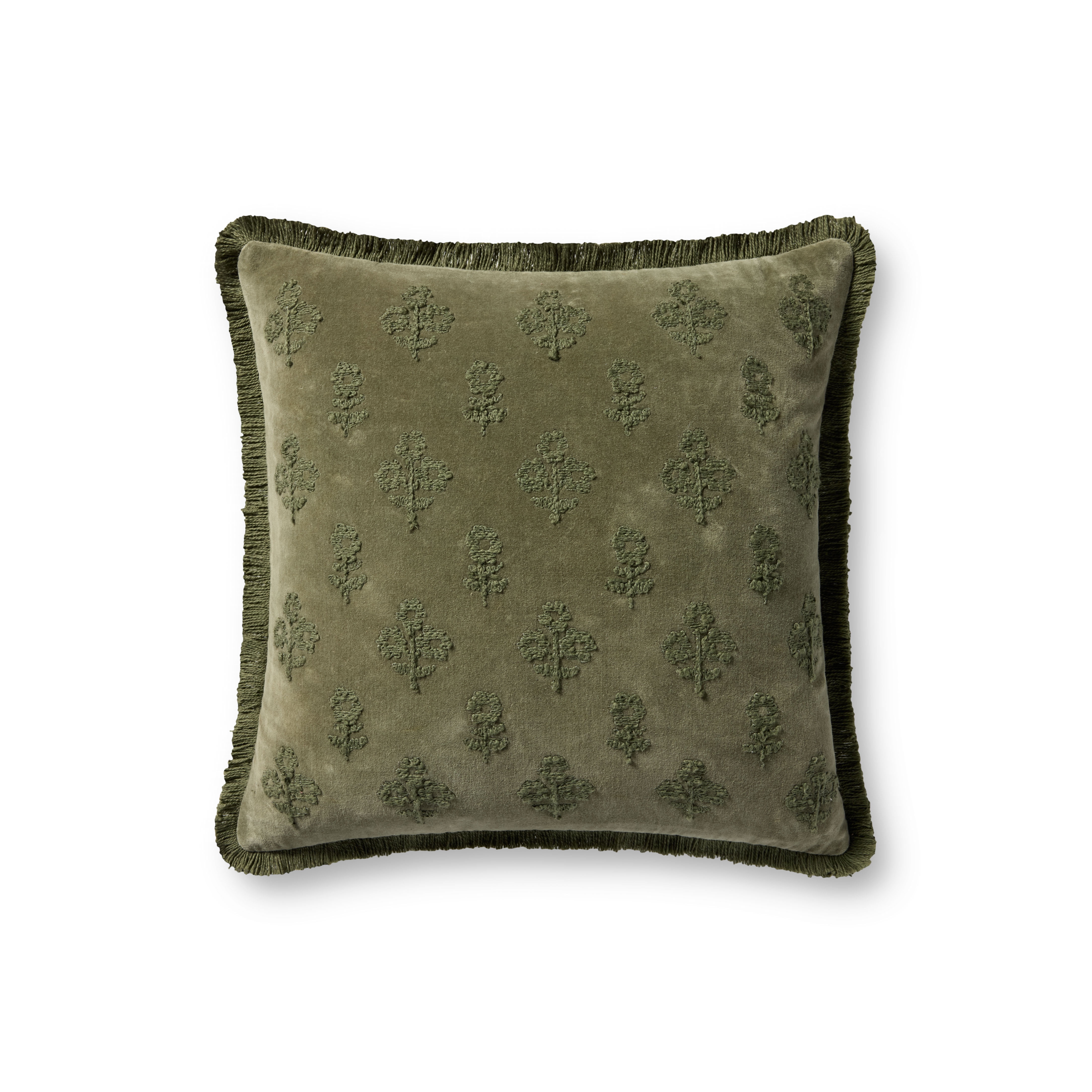 Chris Loves Julia x Loloi Darla Olive 18'' x 18'' Decorative Pillow