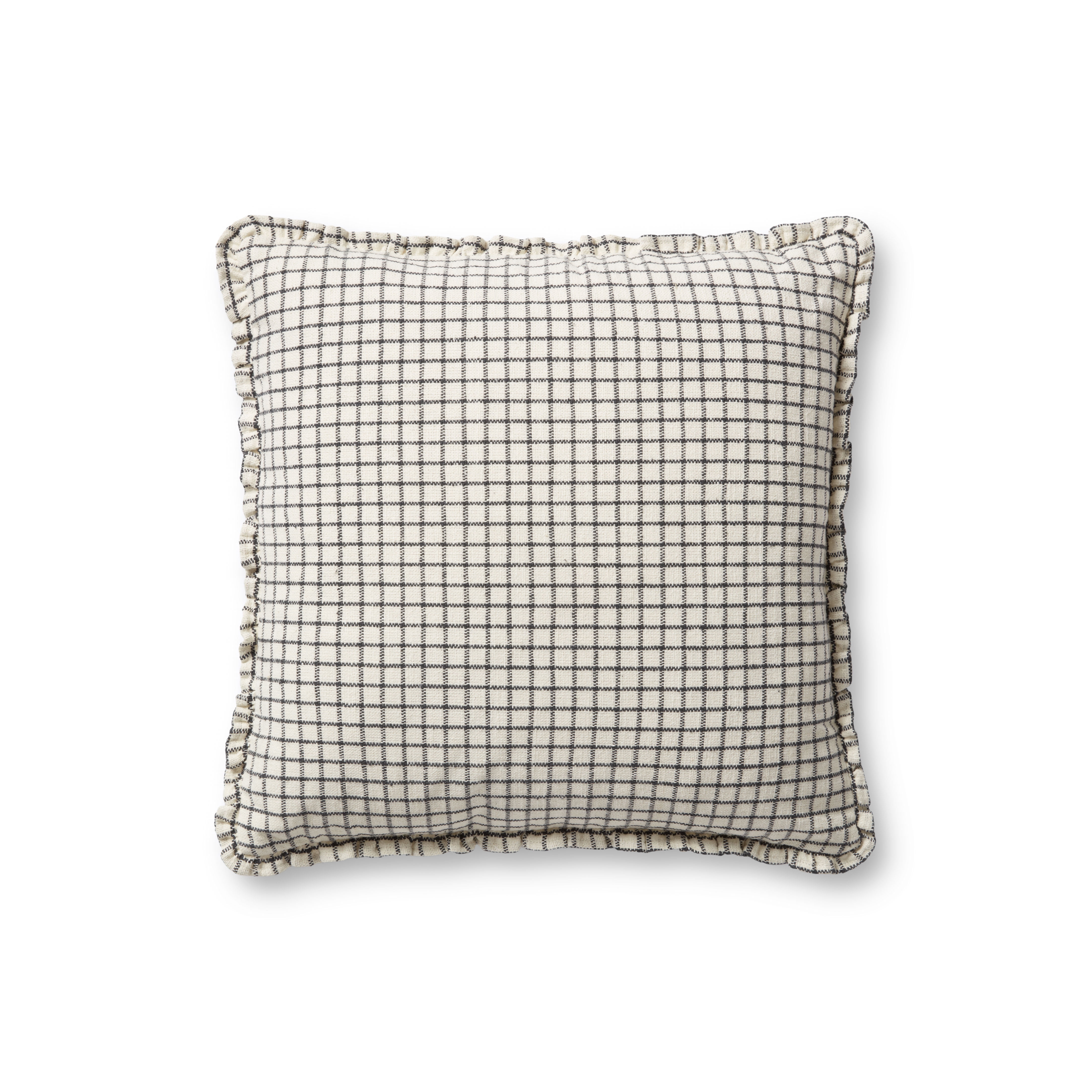 Chris Loves Julia x Loloi Dinah Ivory / Black 18'' x 18'' Decorative Pillow
