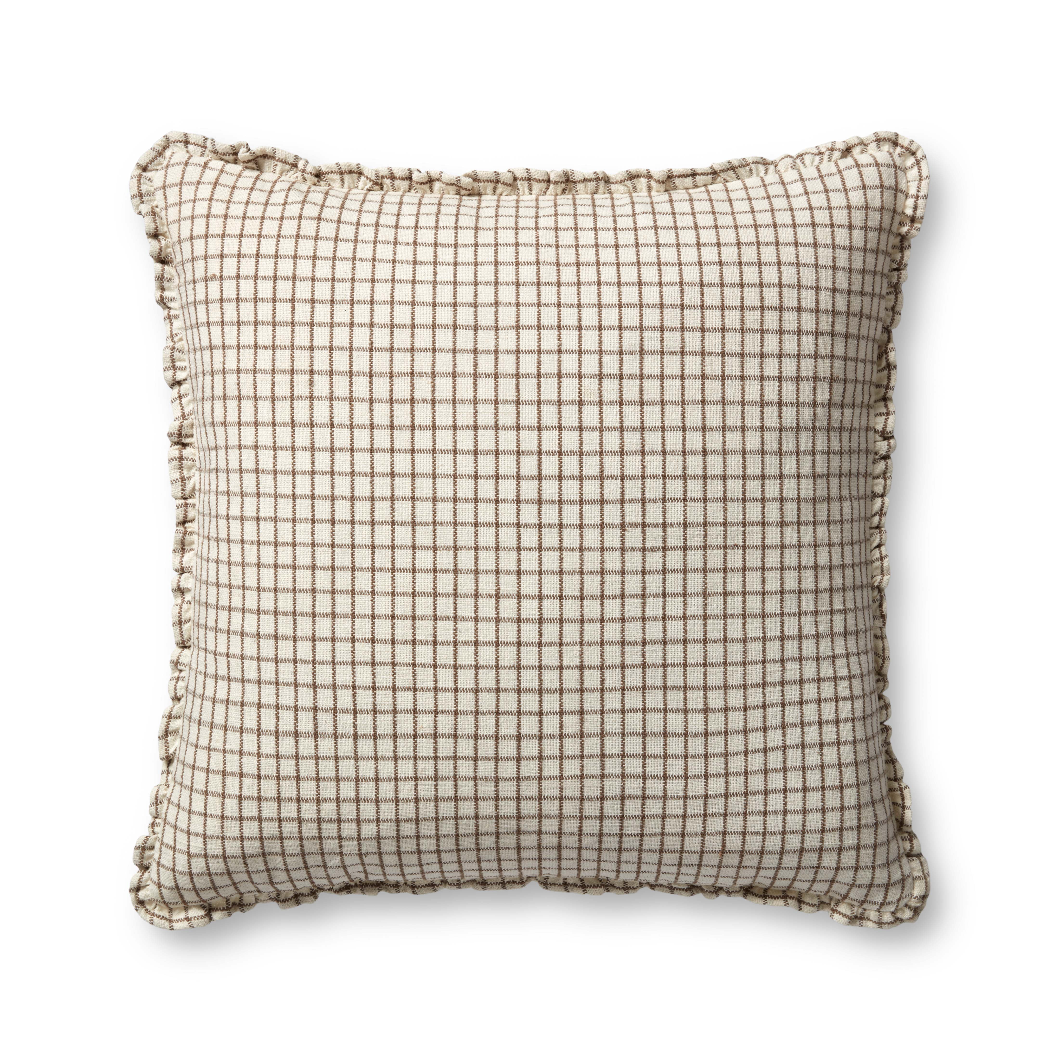 Chris Loves Julia x Loloi Dinah Ivory / Earth 22'' x 22'' Decorative Pillow