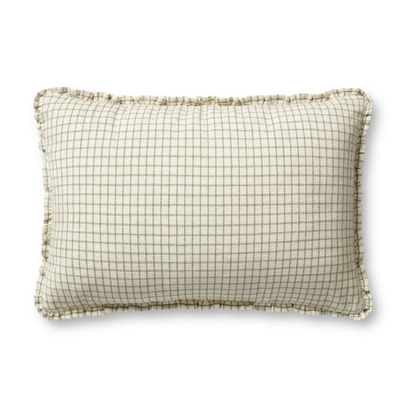 Chris Loves Julia x Loloi Dinah Ivory / Moss 16'' x 26'' Decorative Pillow