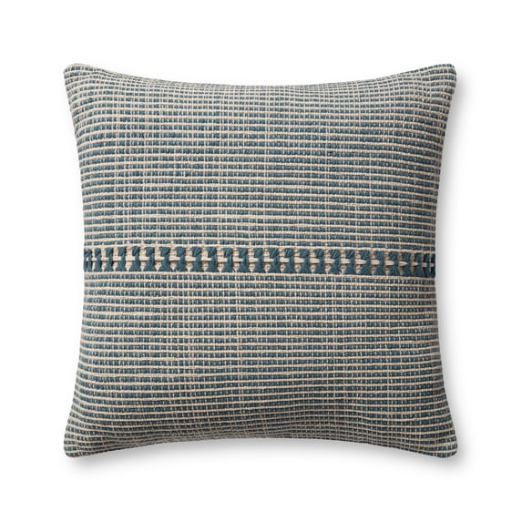 Chris Loves Julia x Loloi Harvey Blue / Natural 22'' x 22'' Decorative Pillow