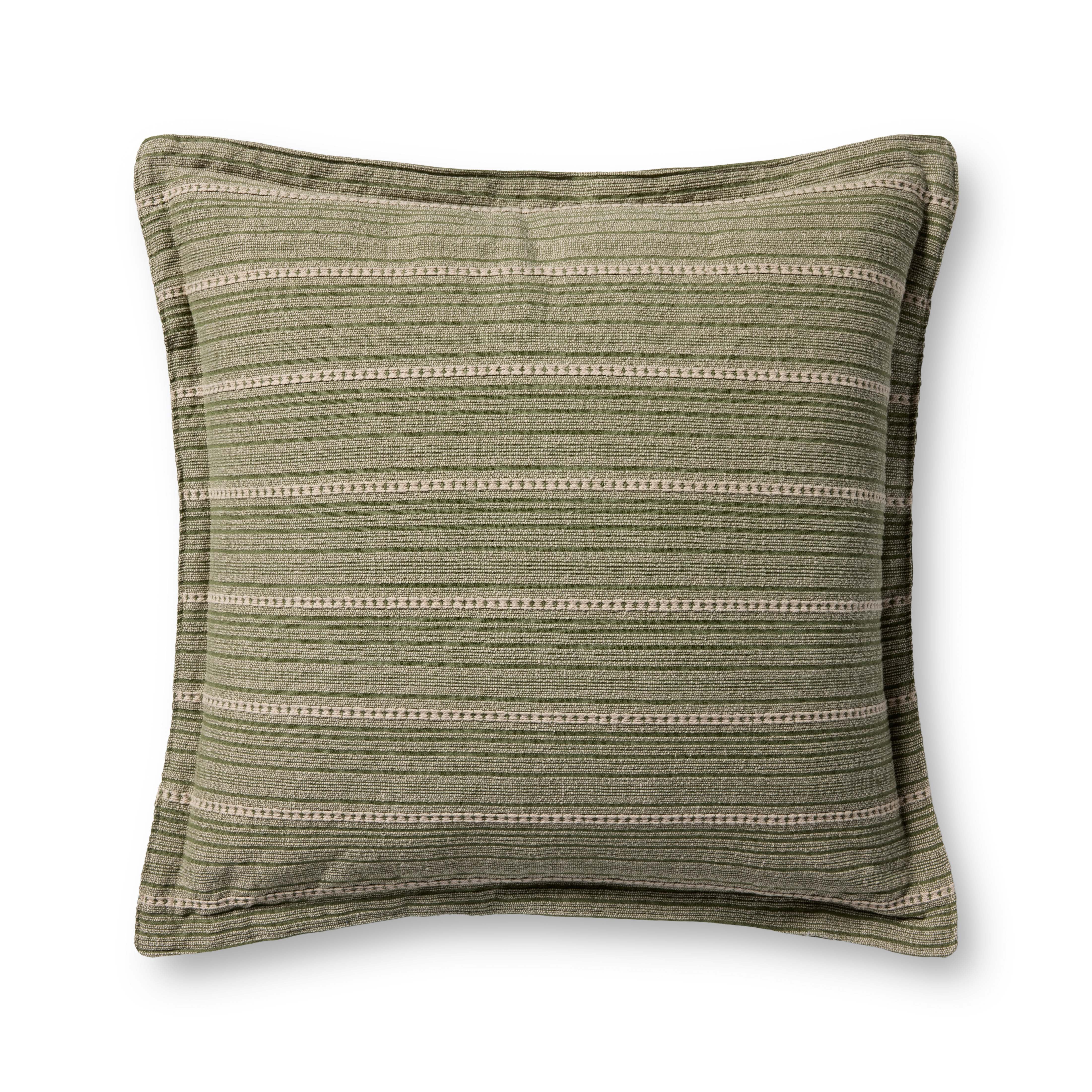 Chris Loves Julia x Loloi Howie Green / Natural 22'' x 22'' Decorative Pillow