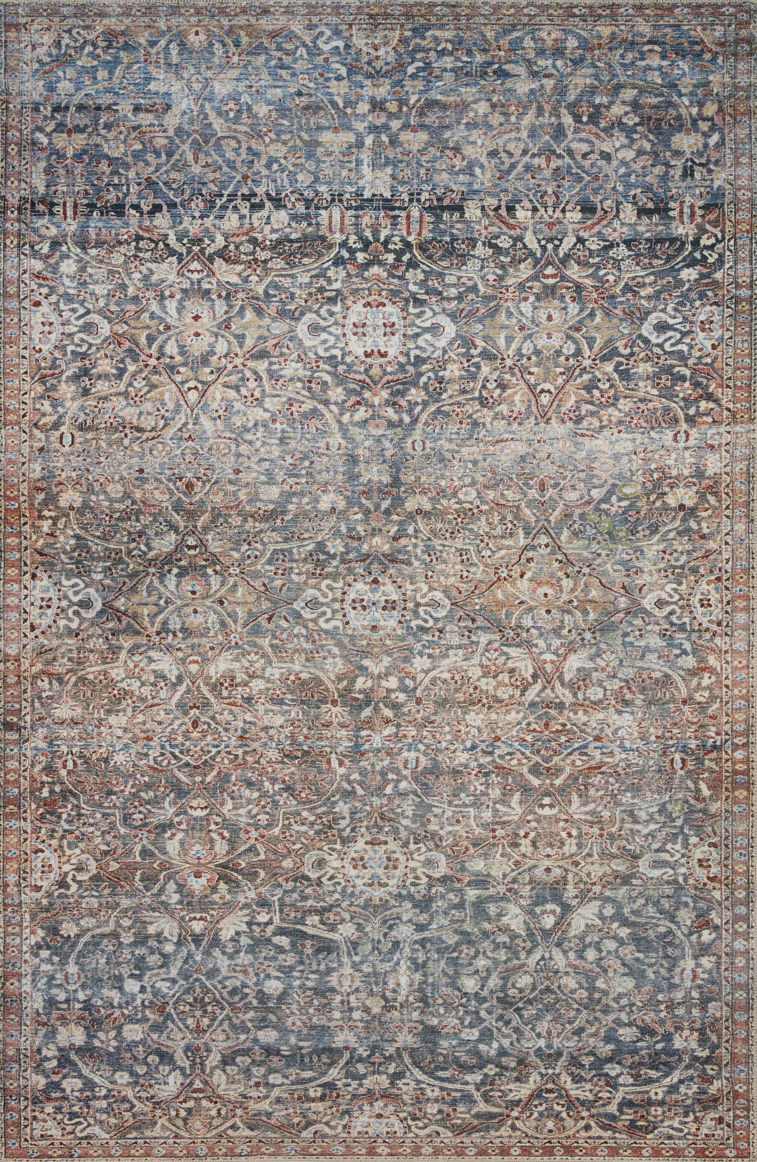 Elegant Denim Blue 7'6" x 9'6" Synthetic Rectangular Area Rug
