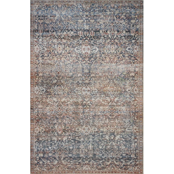 Chris Loves Julia x Loloi Jules Denim/Spice 8'-6" x 11'-6" Area Rug