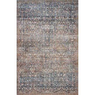 Vintage Distressed Sommer Teal/Brown Wool Rug -9'8 x 12'9