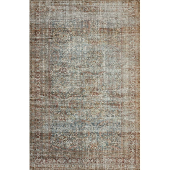 Chris Loves Julia x Loloi Jules Lagoon/Brick 2'-0" x 5'-0" Area Rug