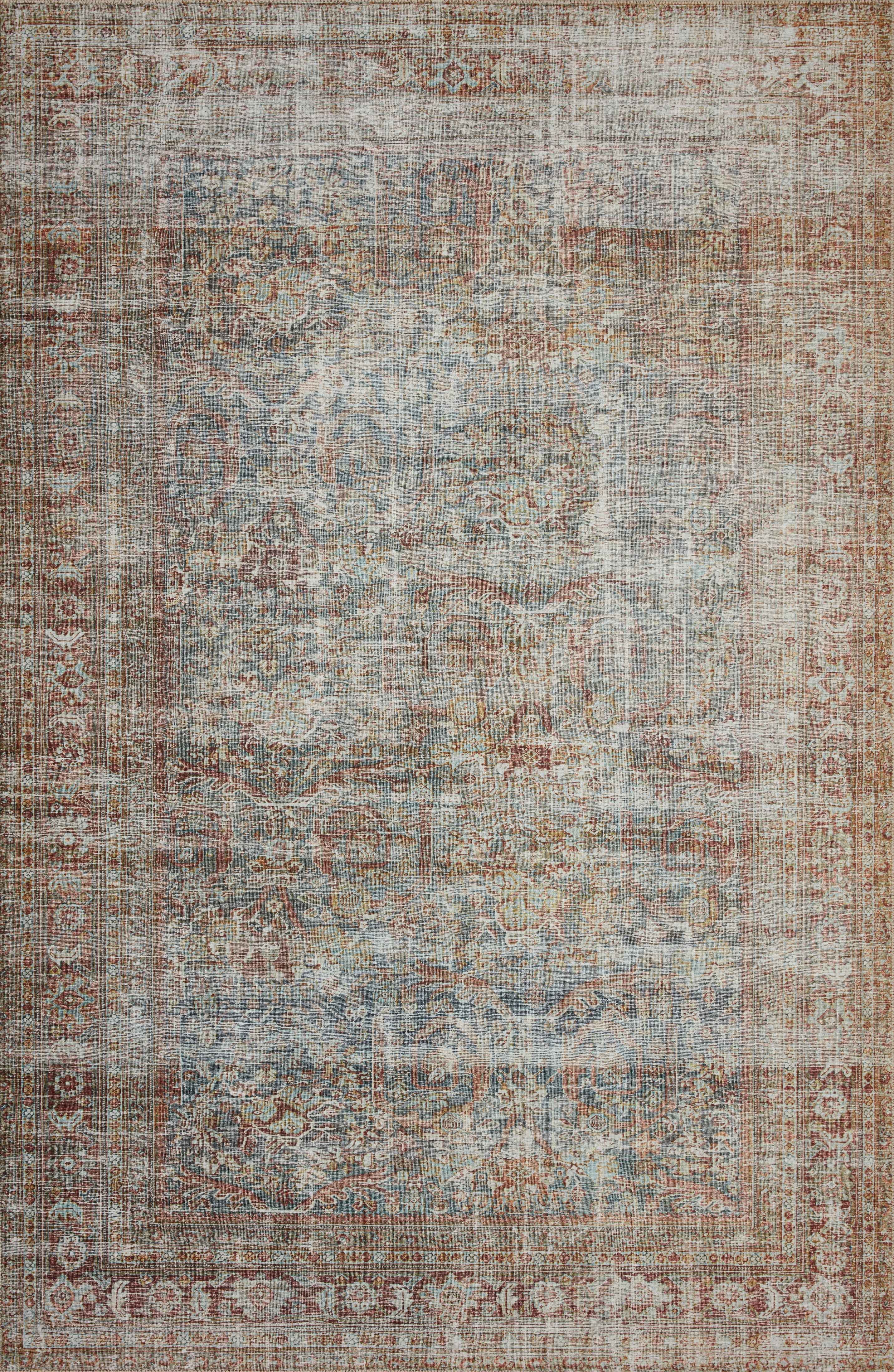 Chris Loves Julia x Loloi Jules Lagoon/Brick 7'-6" x 9'-6" Area Rug