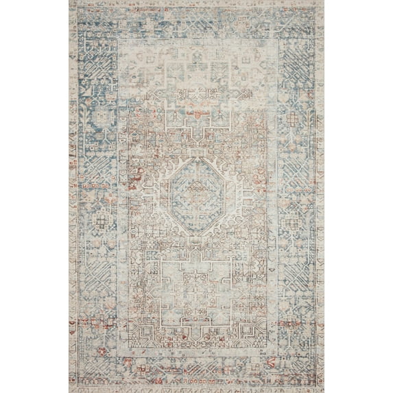 Chris Loves Julia x Loloi Jules Natural/Ocean 2'-0" x 5'-0" Area Rug