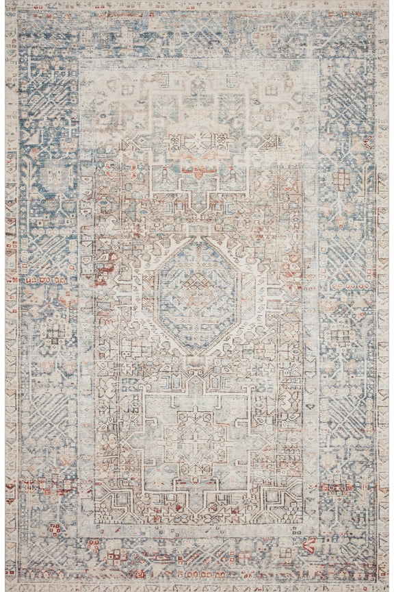 Chris Loves Julia x Loloi Jules Natural/Ocean 2'-0" x 5'-0" Area Rug