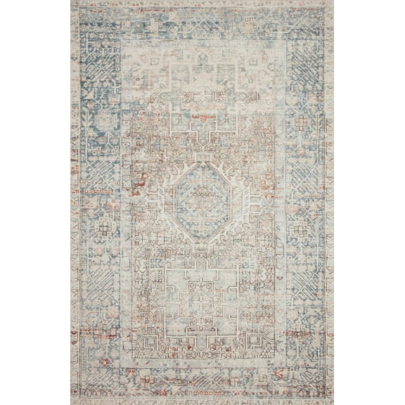 Chris Loves Julia x Loloi Jules Natural/Ocean 2'-6" x 9'-6" Area Rug