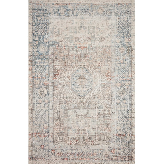 Chris Loves Julia x Loloi Jules Natural/Ocean 7'-6" x 9'-6" Area Rug