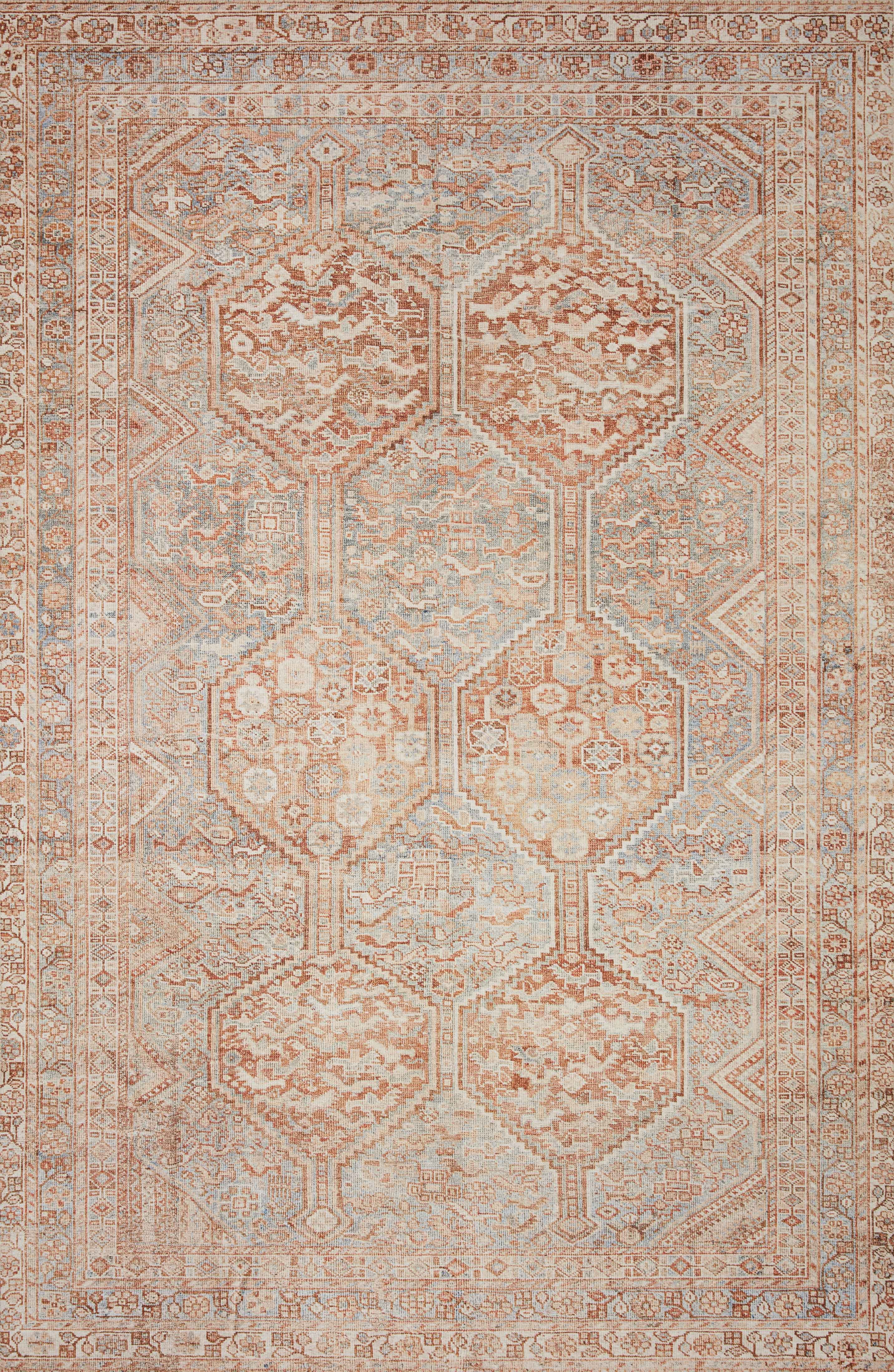 Elegant Blue 36"x24" Synthetic Rectangular Easy-Care Rug