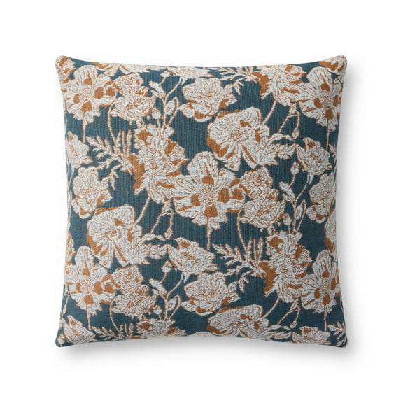 Chris Loves Julia x Loloi Matilda Blue / Orange 18'' x 18'' Decorative Pillow